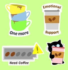 Coffee lover sticker set. Sticker illustration set of coffee addiction