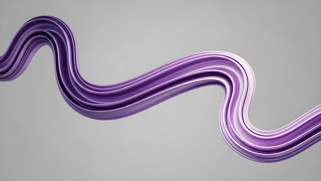Elegant purple abstract ribbon flowing smoothly against a neutral gray background creates a modern design element. isolated on white background