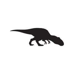Theropod Dinosaur Silhouette – Minimalist Bipedal Prehistoric Creature Vector with Lowered Head
