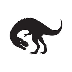 Tyrannosaurus Rex Silhouette – Aggressive Dinosaur Vector in Dynamic Pose