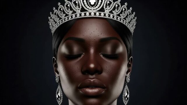 Elegance and poise captured in the portrait of a stunning beauty queen adorned with a gleaming