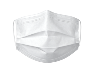 White disposable surgical face mask isolated on transparent background