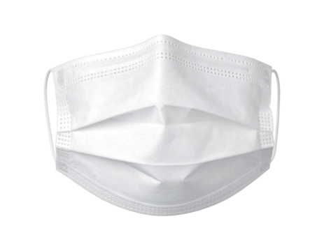 White disposable surgical face mask isolated on transparent background
