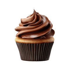 Chocolate cupcake with swirled frosting on black background sweet dessert, Cut Out, Isolated On White Background, Png Transparent