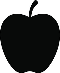 Apple silhouette, black and white vector illustration, fruit shape icon, botanical food design template, healthy eating educational graphic art