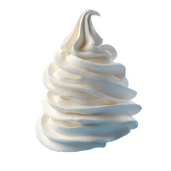 Creamy white soft serve ice cream swirl against a black background image, Cut Out, Isolated On White Background, Png Transparent