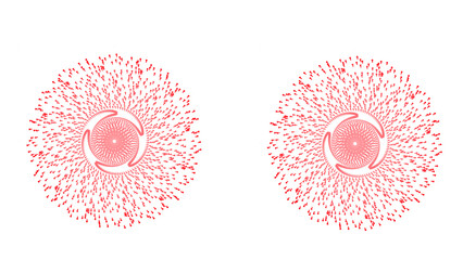 Dynamic geometric design with vibrant red dots creating mesmerizing patterns, perfect for modern backgrounds and futuristic themes, inspiring innovation and energy