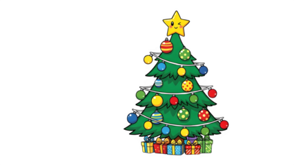 cartoon christmas tree  in transparent background