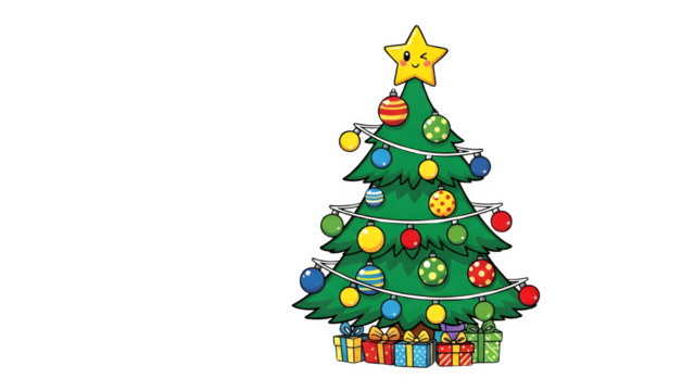 cartoon christmas tree  in transparent background