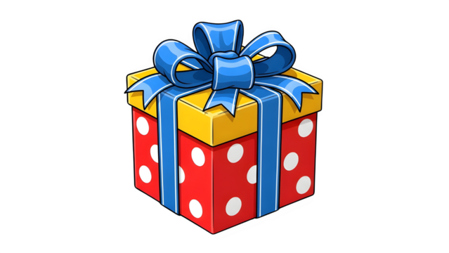 cartoon gift box in transparent background