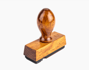 Wooden rubber stamp with glossy handle isolated on transparent background