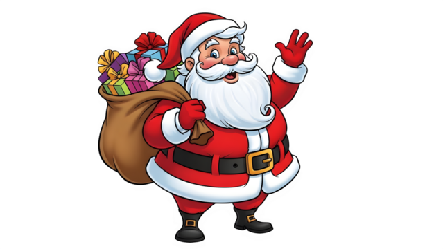 cartoon santa claus  in transparent background