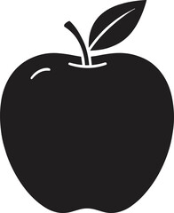 Apple Silhouette Illustration – Isolated on Transparent Background Black and White Fruit Icon Design