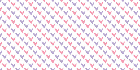 Seamless Hand-Drawn Heart Pattern. Pink lilac doodle style. Minimal sweet and soft pastel texture. Romantic wedding valentine backdrop. 