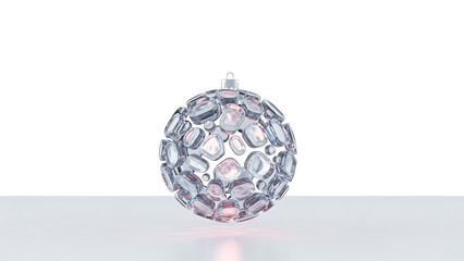 A crystal ornament on a white surface with a white background in a studio shot isolation scene