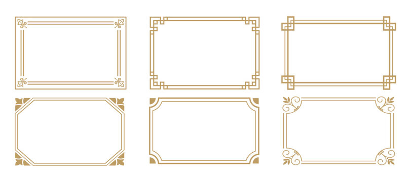 Decorative vintage frames. Retro ornamental gold photo frame with corner.