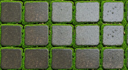 Mossy Stone Pavers - A Textured Green and Gray Ground Cover.