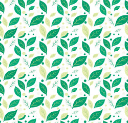 Organic Green Tea Leaf Pattern Design for wallpaper, Banner, Label, Print and decor