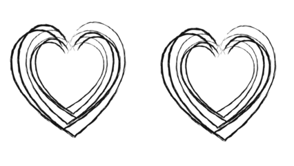 Stylish black hearts with brush stroke effect for modern design, Valentine's Day, or wedding invitations and romantic design projects, creative love symbol