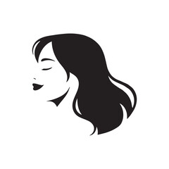  Minimalist Black and White Profile of a Smiling Woman with Closed Eyes.