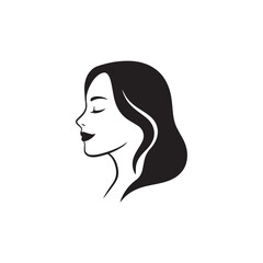  Minimalist Black and White Profile of a Smiling Woman with Closed Eyes.