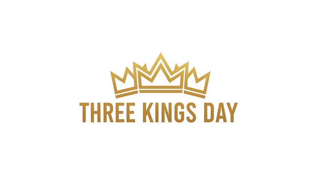 Three kings day logo with gold crown