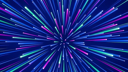 Neon Hyperspace Speed Lines Radial Background