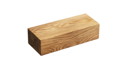 Wooden block with visible wood grain texture against a on transparent background