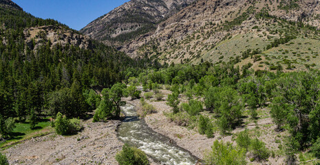 Panorama of Rocky Mountains Creek in Wyoming