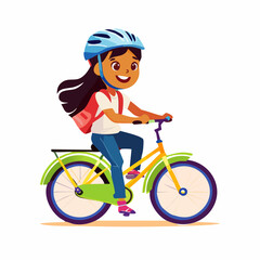 Fototapeta premium Young cyclist riding a colorful bicycle smiling.