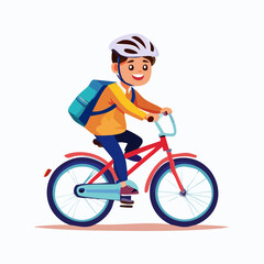 Fototapeta premium Young cyclist riding bicycle with helmet.