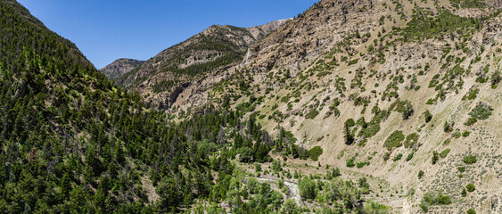 Steep Canyon Walls in the Wilderness of Wyoming Mountains