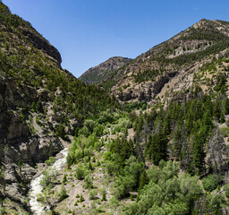 Canyon Walls of Rock in Wyoming mountains