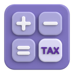 3D Tax Icon Illustration with Calculator and Finance Elements.