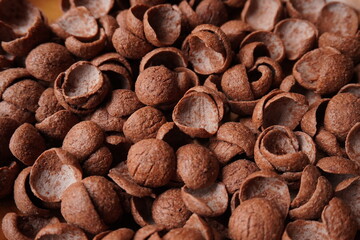 Closeup image of chocolate cereal 