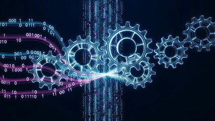 Agentic ai workflow automation machine learning intelligence decision optimization system algorithm future data management gears flow of binary and light powering digital pipeline with glowing data - Powered by Adobe