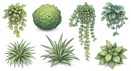 Naklejka premium Vibrant watercolor potted plants and greenery for a fresh botanical design, perfect for adding a natural touch to your project