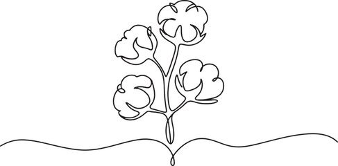 a cotton plant with bolls, perfect for themes of nature, agriculture, and organic textiles.
