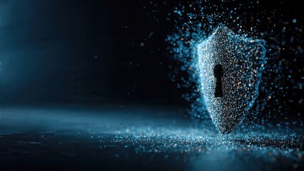 Obraz premium Digital security concept with key padlock and shield. Cyber ??protection and data encryption