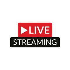 Live Streaming Label Icon in Red and Black – Modern Broadcast Badge Design