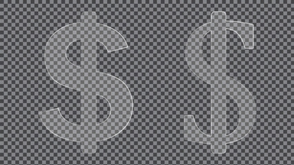 Liquid Dollar icon Light banner collection with glow effect, vector illustration