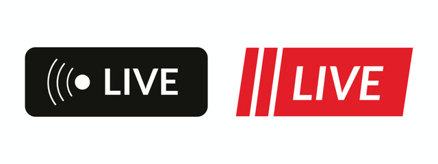 Live Streaming Icon with Bold Red Badge for Broadcast and Online Media
