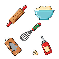 Flat Design Christmas Baking Tools Icon Set