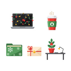 Flat Design Christmas Office Icon Set