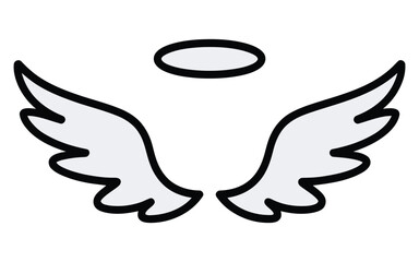 Whimsical angel wings and halo set against a clean backdrop, perfect for adding a touch of heavenly charm to your next design or creative project
