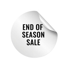 End of season sale white sticker with curled top corner