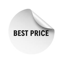 Best price white sticker with curled top edge