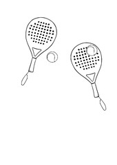 Padel rackets with a ball design ready to play a great match, showcasing the sport's energy and fun in simple line art for creative projects