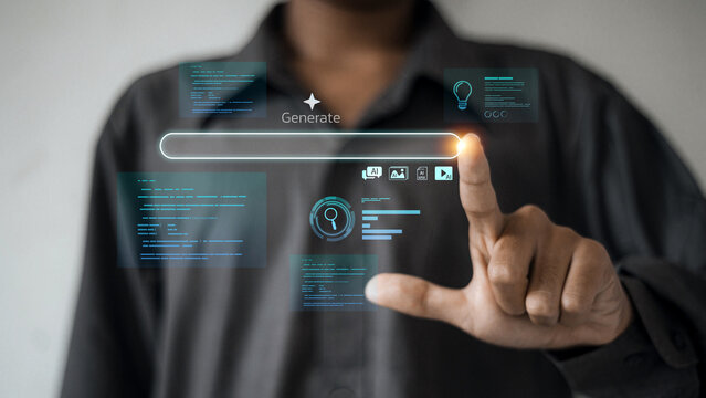 Man Touching Virtual Bar for Content Creation and Coding