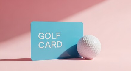 Golf card and golf ball on a pink background with soft lighting